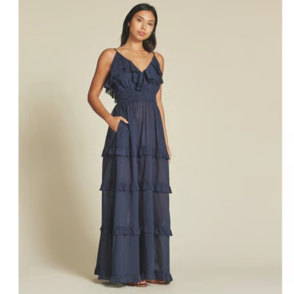 Birds of a Paradise by Trovata Navy Tiered Maxi Dress